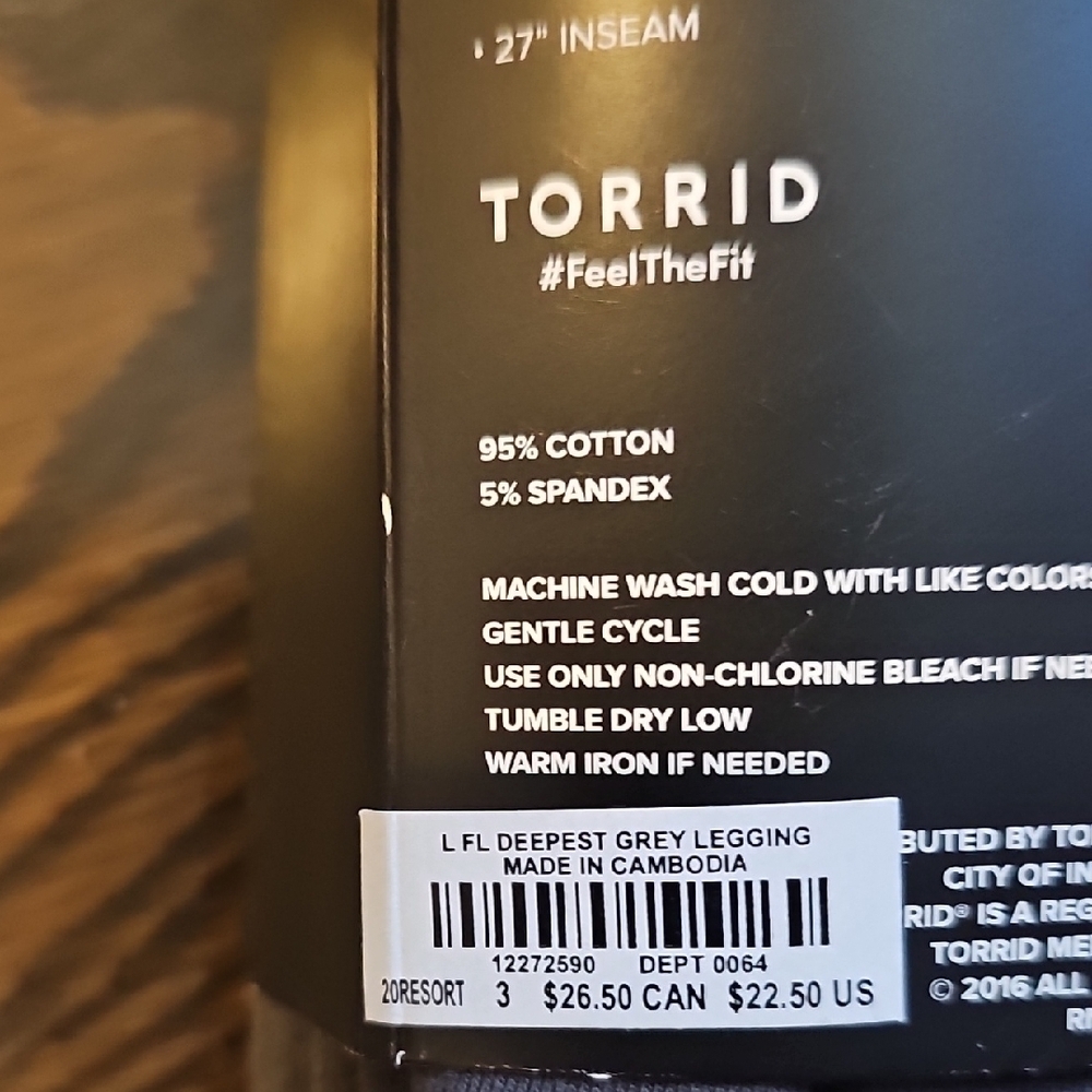Torrid Charcoal Premium Full-Length Leggings - Picture 2 of 2